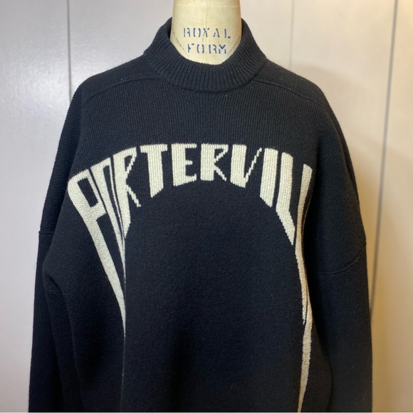 RICK OWENS FW24 PORTERVILLE PORTERVILLE JUMBO CREWNECK IN BLACK/PEARL WOOL KNIT - Picture 11 of 14